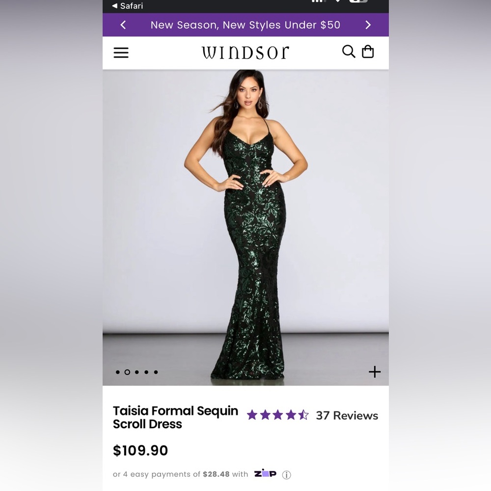 Windsor Taisia Formal Sequin Scroll Dress